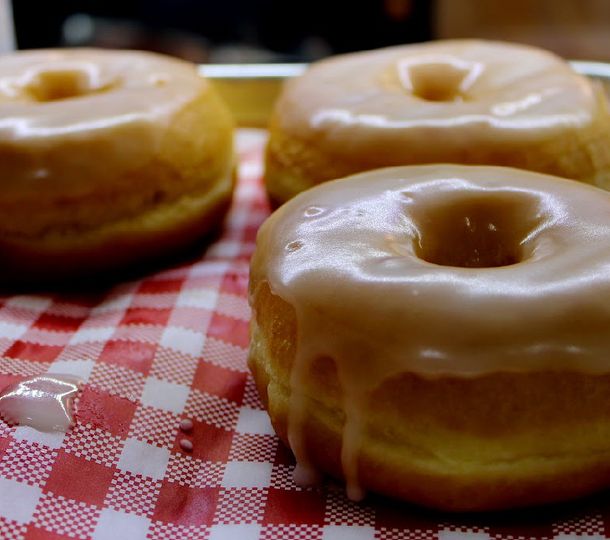 fresh glazed
				donuts